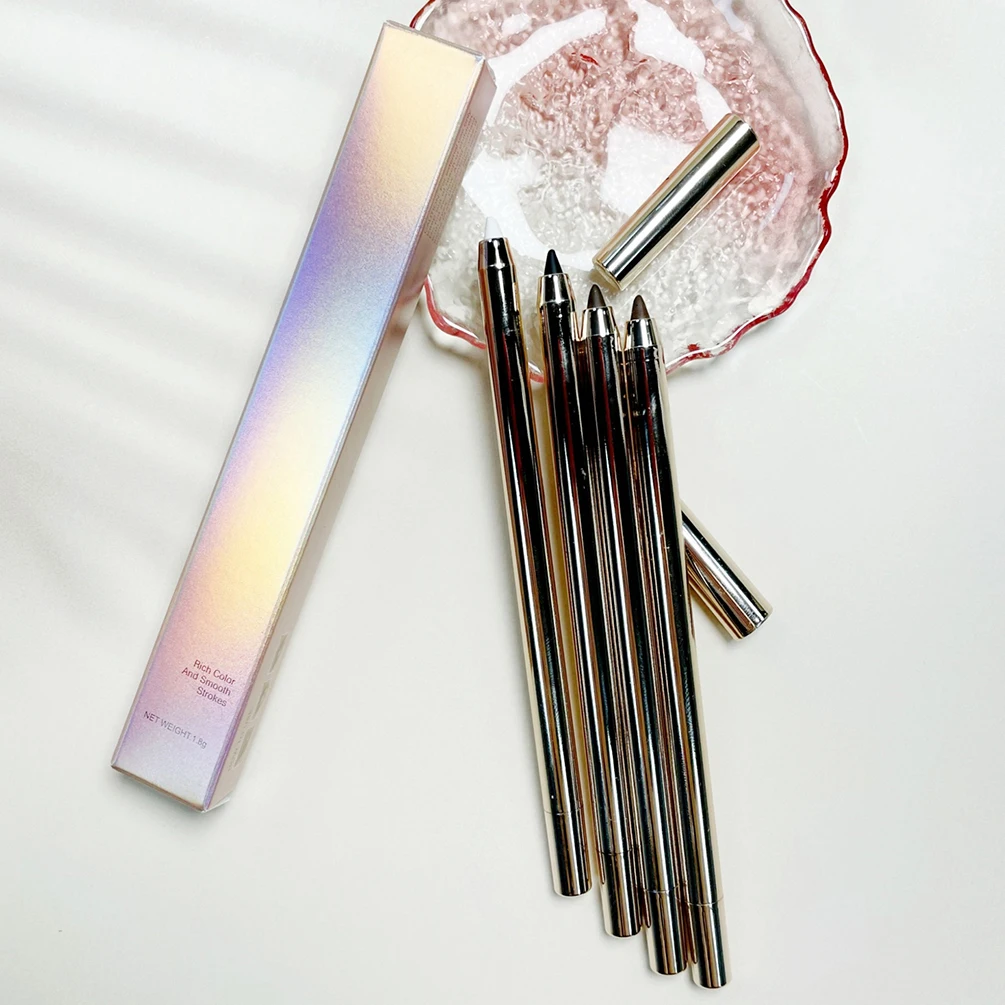 Crayon Eyeliner rétractable végétalien, maquillage de marque privée, imperméable, résistant aux taches, sac pour les yeux crémeux longue durée, stylo avec Logo personnalisé