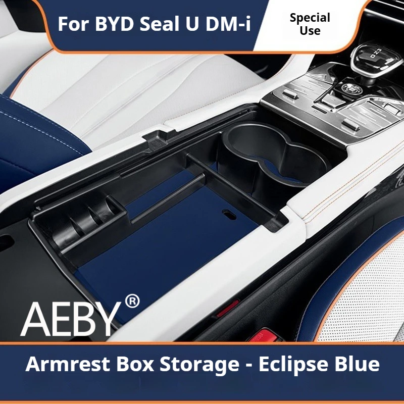 AEBY para BYD Seal U DM-i 2020 2021 2022, caja de almacenamiento para consola central de coche, portavasos, bandeja organizadora, accesorios interiores antipolvo