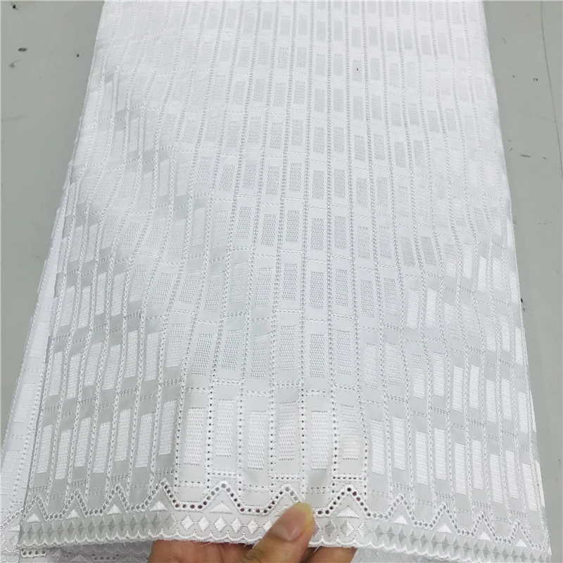 5 Yards Nigerian 100% Cotton Polish Satin Embroidery Fabric High Quality Swiss Voile Lace Material For Men Dubai Style YL011802