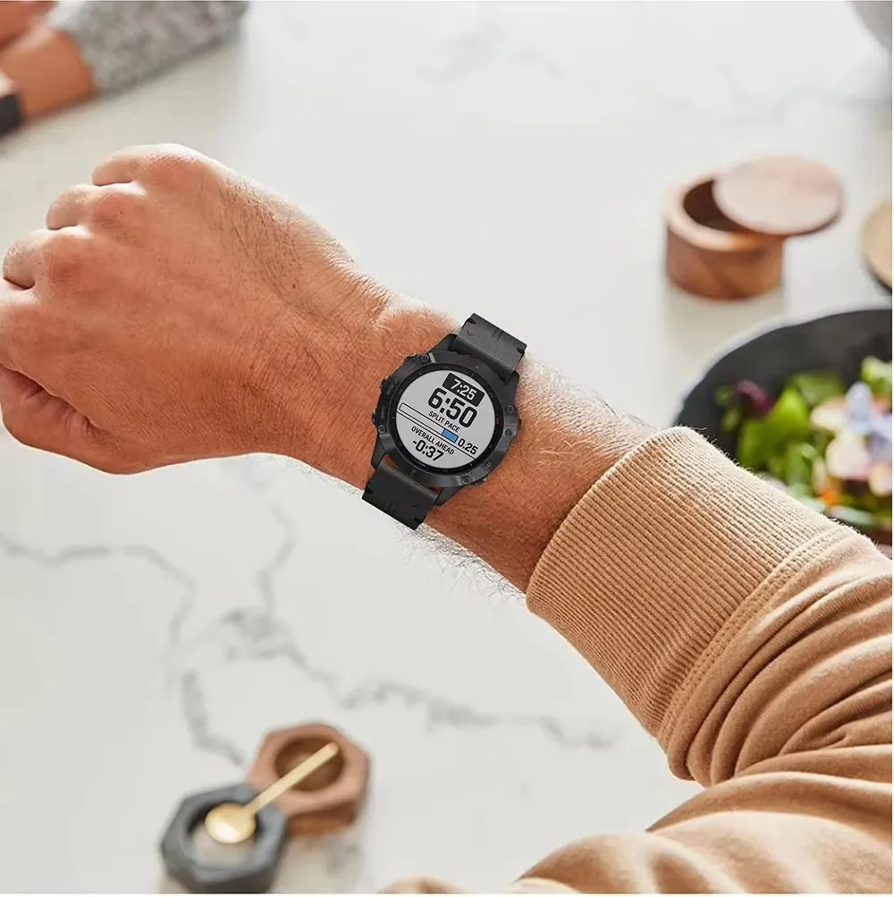 22 26mm Leather Strap for Garmin Fenix 8 E 7 7X Pro 6 6X GPS 5 5X Plus 3HR/Enduro3 2/Epix Gen2/instinct 2X 965 QuickFit Bracelet