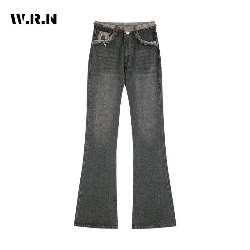 

2023 Autumn Vintage High Waist High Street Style Blue Straight Jeans Pants Korean Women's Wide Leg Baggy Y2K Denim Trouser