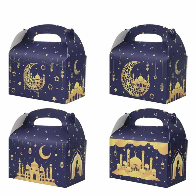 

50Pcs EID Mubarak Gift Cookie Box Ramadan Mubarak Decoration Biscuit Candy Snack Packaging Box Bag Islamic Muslim Party Supplies