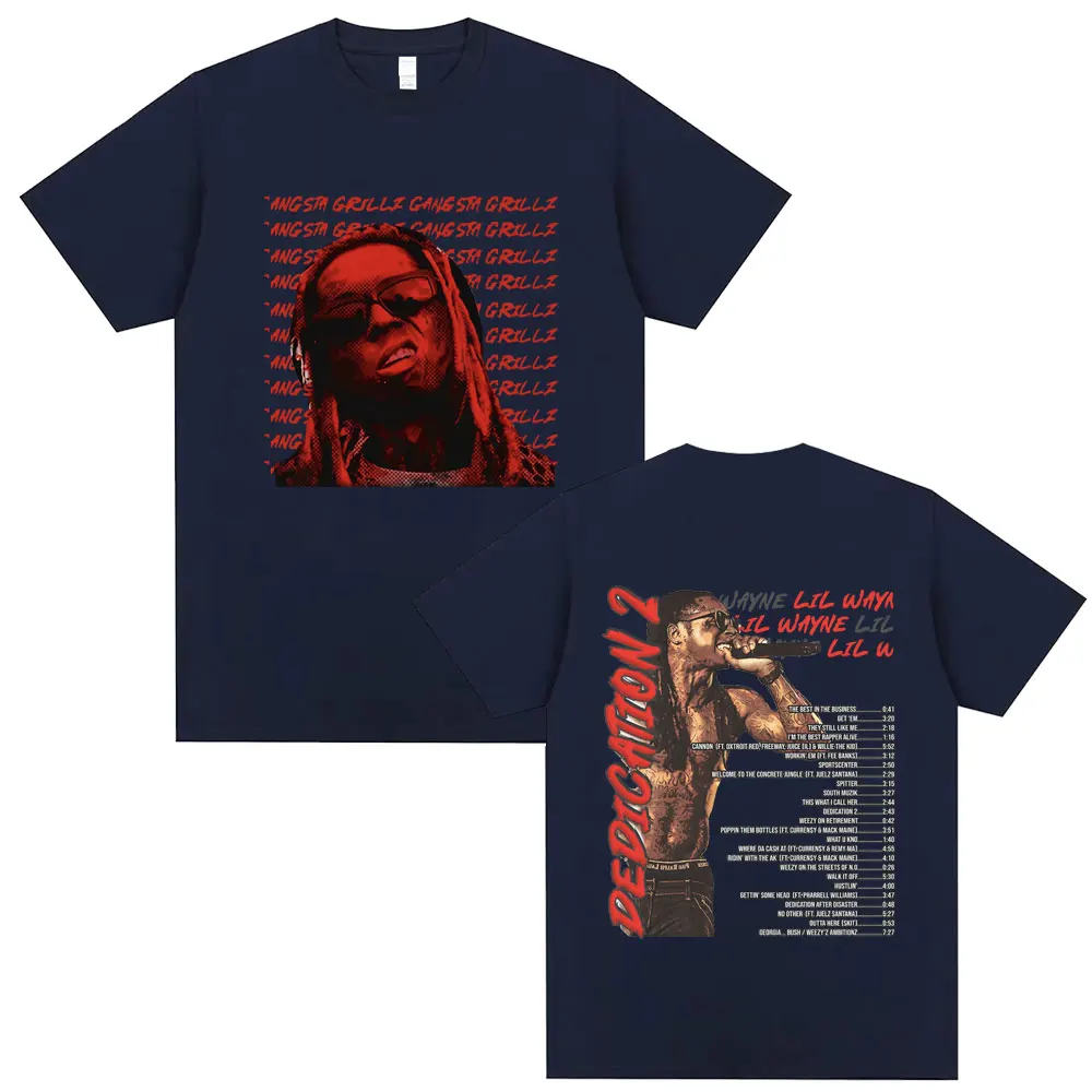 Rapper Lil Wayne Dedication Album Graphic T-shirt Men Women Fashion Vintage Hip Hop Streetwear Men's Cotton Oversized T Shirts