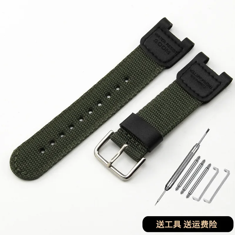 12x24mm Leather Nylon Watch Strap for Casio Notch Watchband GA-1000 1100 A1130 SGW100 SGW200 GW-3500B 3000B Men Accessories