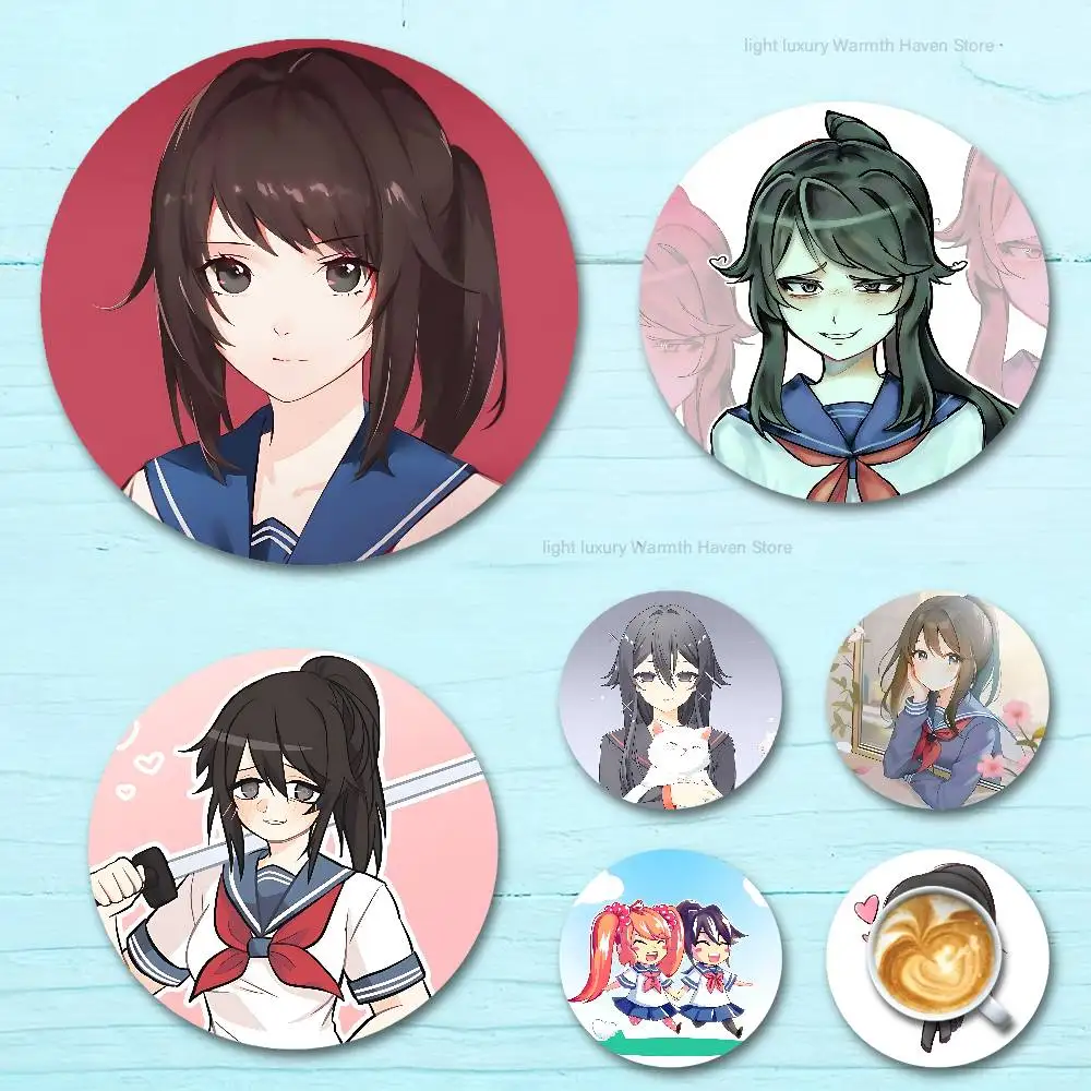 

Y-Yandere S-Simulator Ayano Aishi Round Anime Wooden Coasters DIY Decorations Birthday Valentine Gifts