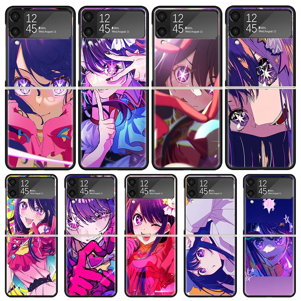 Japan Anime Oshi No Ko Phone Case For Samsung Galaxy Z Flip3 Flip4 Flip5 Flip6 PC Shell For Z Flip 3 4 5 6 Hard Folding Art Cove