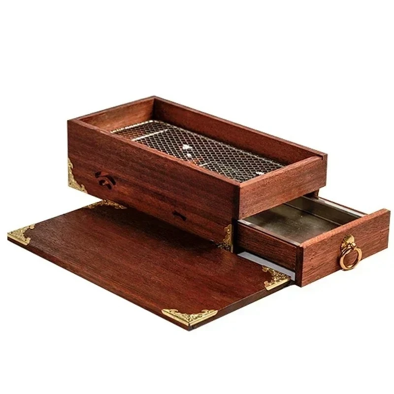 carbon fire steak barbecue box Smoked meat Bacon box Western food dishes Creative Roast squa wooden tableware in restaurant