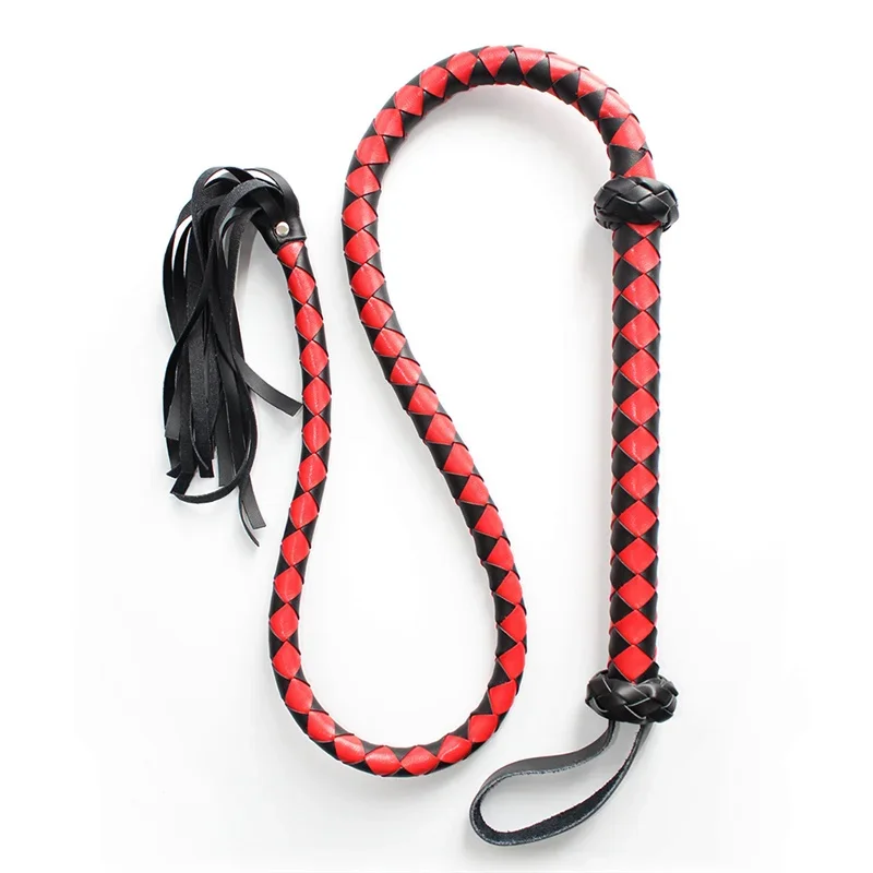 144cm Long Horse Whip BDSM Slave Game Sex Adult Couple Toy Black Red Bondage Leather Whip Punishment Tools