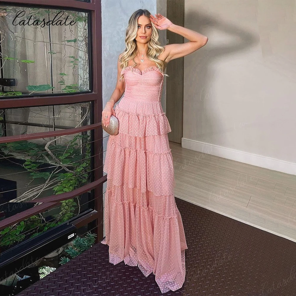 

Catasdate Strapless Evening Party Dress Formal Party Gown for Women Elegant Wedding Guest Dresses vestidos de fiesta