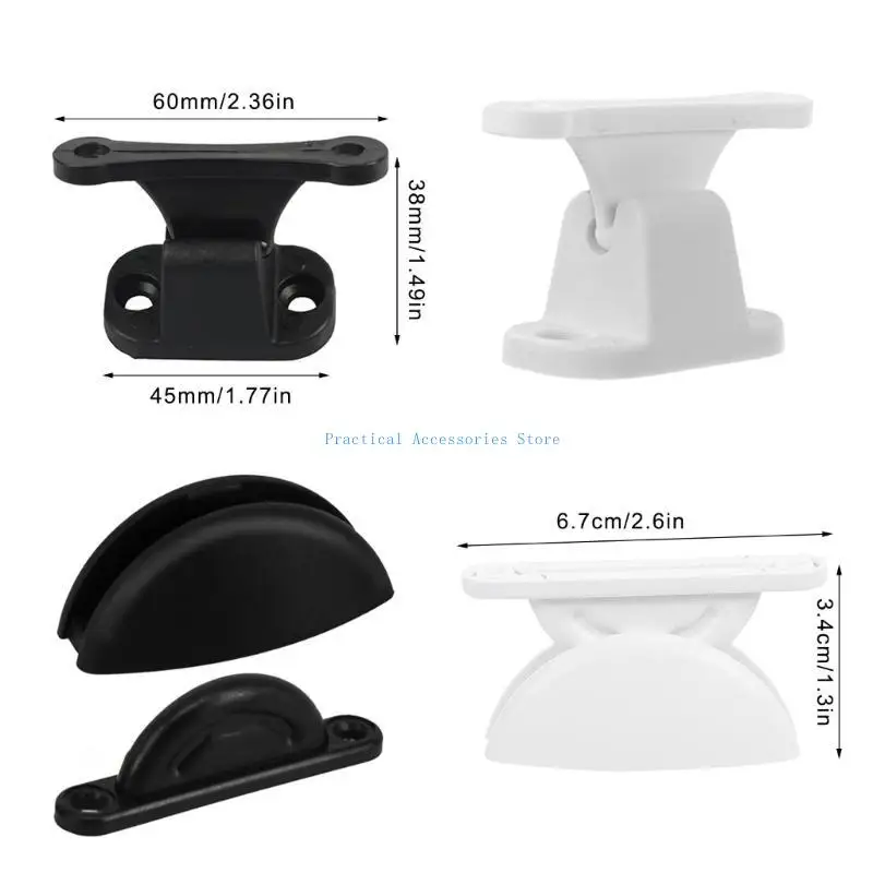 travas porta nylon u75e, limitador montagem, adequado para trailers e motorhomes, evita danos à parede, pacote 2