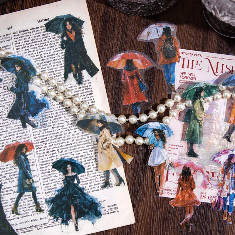 Sticker Pack 30sheets/bag Raining Girls Stickers Scrapbooking Stationery DIY & Handbook Phone Case Notebook Decoration