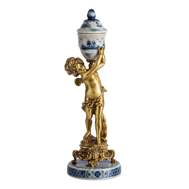 European style living room porch atmosphere decorative jar romantic pure copper ceramic trophy vase interior crafts