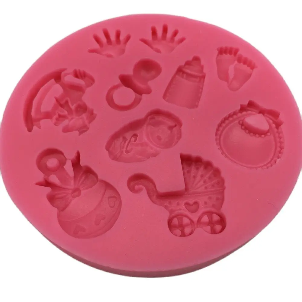

Baby Shower Party Stroller Hand Bottle Trojan Silicone Mold soap, Chocolate Fondant Cake Decoration Baking DIY Tool E514