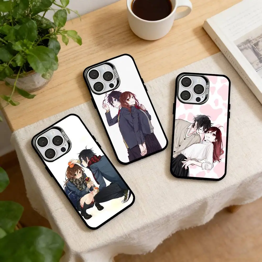 

Anime H-Hori x M-Miyamura Phone Case For iPhone 17,16,15,14,13,12,11 Plus,Pro Max,XS,Colored Silver Plated Inside Cover