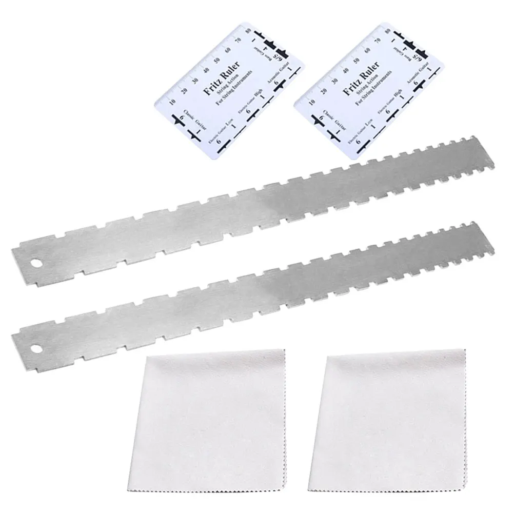 

2 Sets Guitar Measuring Ruler Double-sided Tool for Neck Repair Tools Silver Straight Edge Luthier