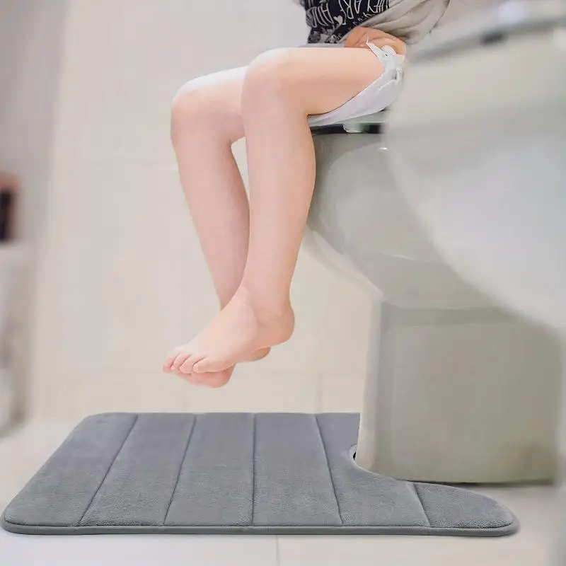 △ U-shaped Toilet Mat Bathroom Mat Bathroom Carpet Bathroom Carpet Memory Foam Bath Mat Anti-skid Super Absorbent