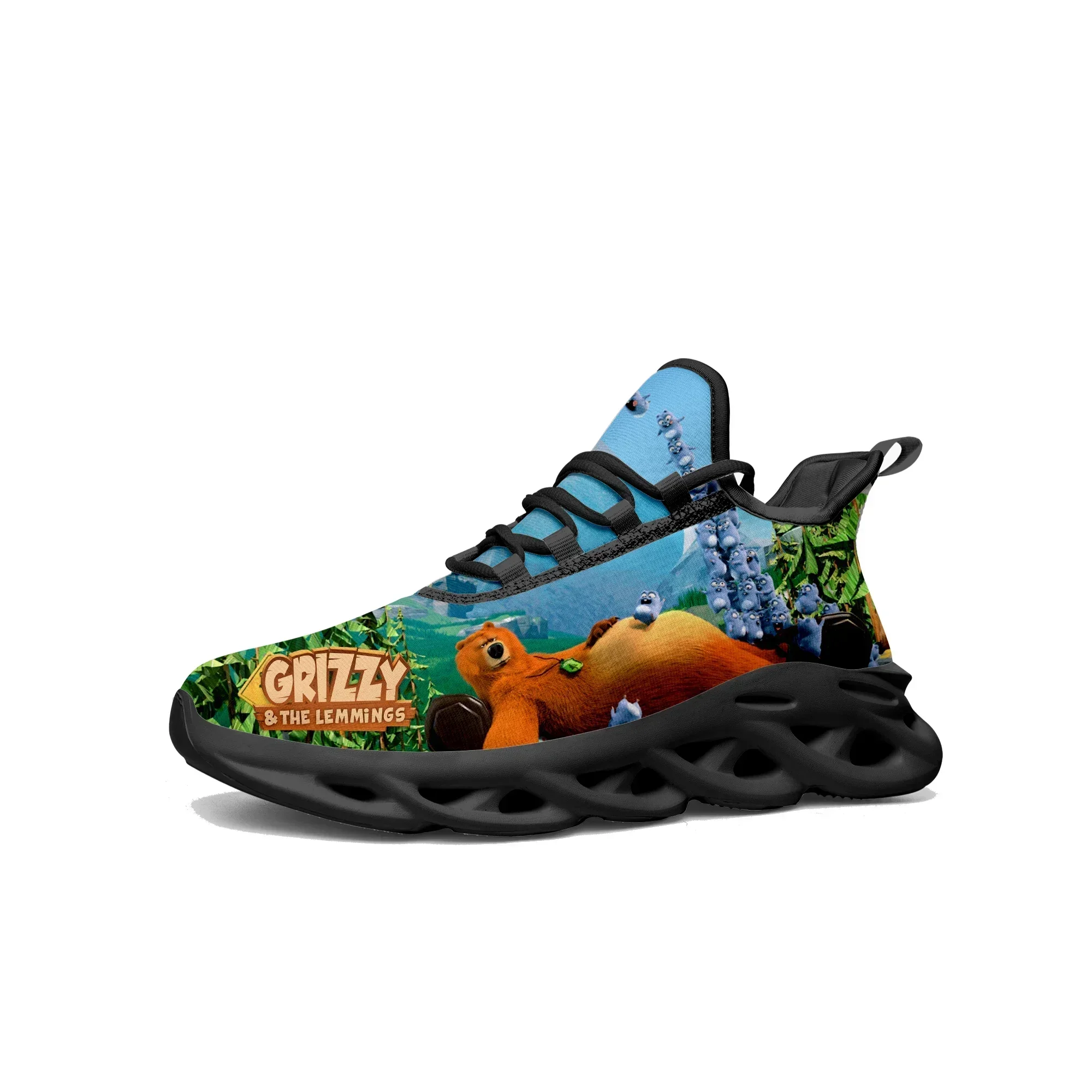 

Grizzly and The Lemmings Flats Sneakers Mens Womens Sports Running Shoe High Quality Anime Custom Lace Up Mesh Footwear