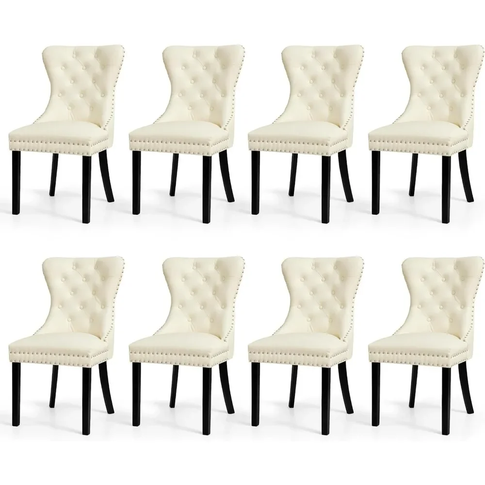

Dining Chairs Set of 8, Leather Parson Dining Room Chairs 8pcs, High-End Tufted Kitchen Side Chairs for Bedroom, Living Room