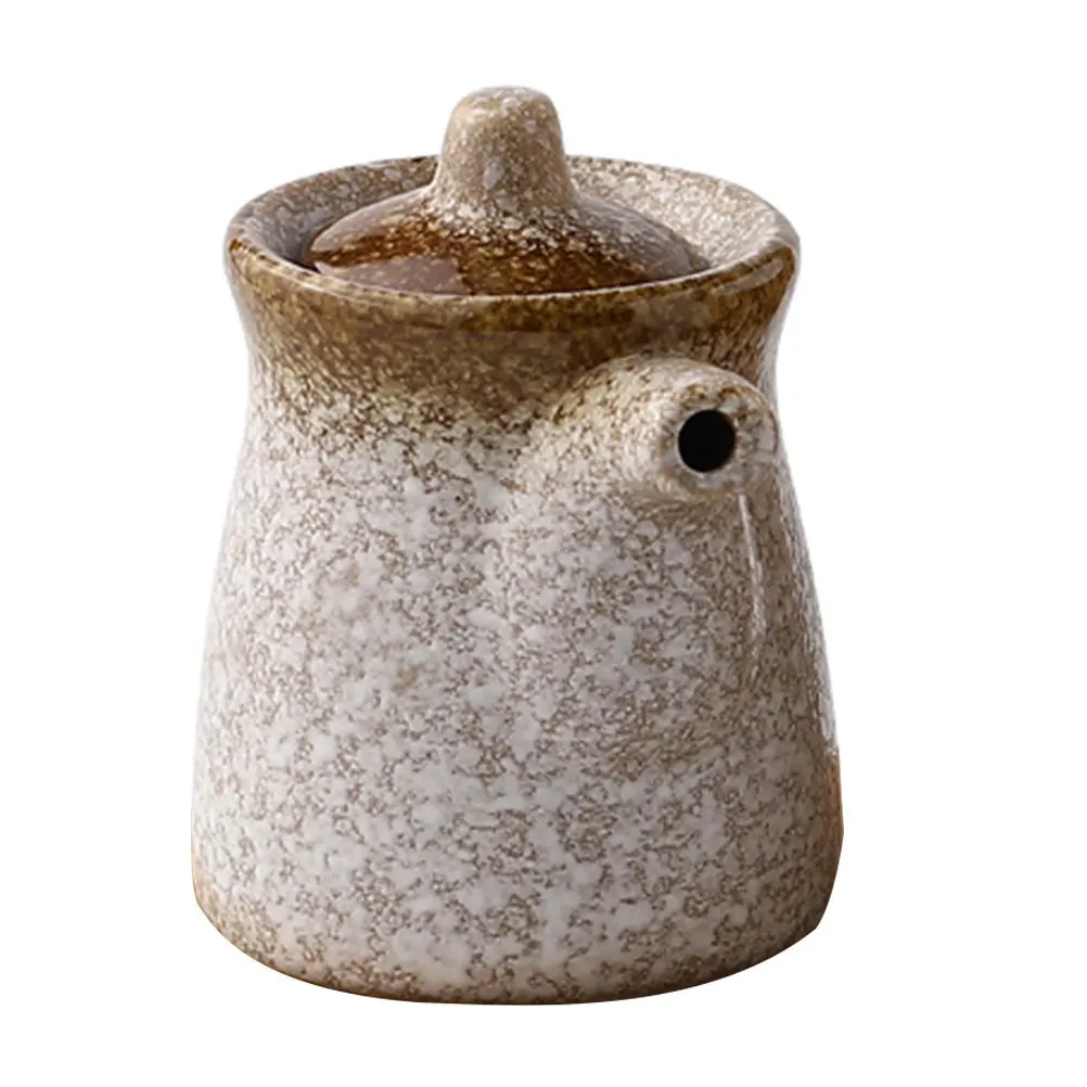 

Stylish Ceramic Seasoning Bottle Creative Lid for Home Hotel Restaurant Oil Vinegar Soy Sauce Container