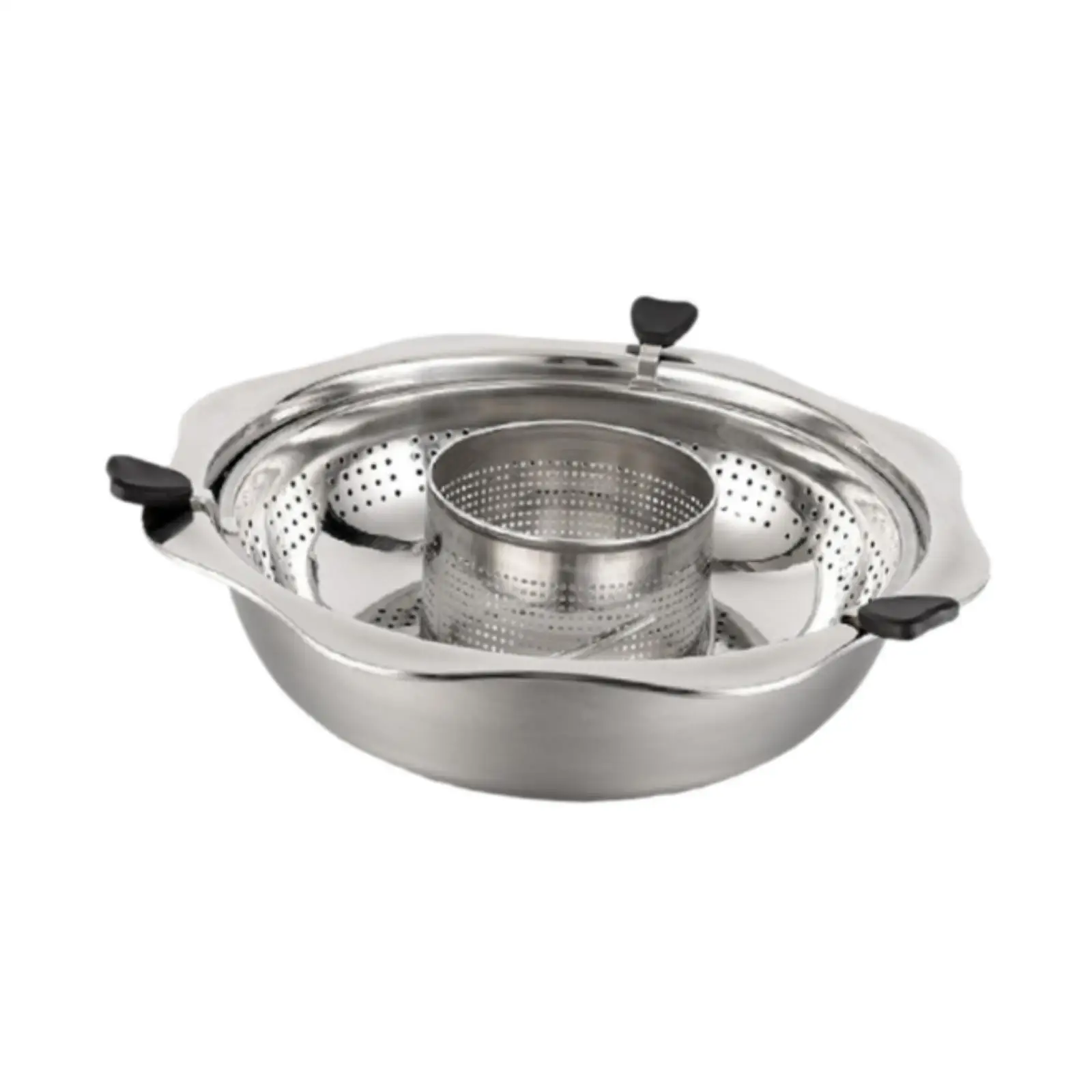 Two-flavor Rotary Hot Pot Easy to Clean Chinese Stockpot for Camping Household Induction Cooker Restaurant Family Gatherings