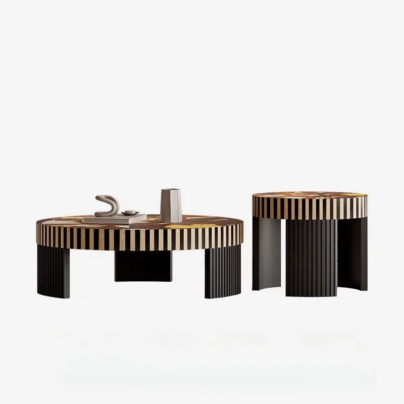 Italian coffee table, new high-end medium and ancient style, artistic coffee table combination