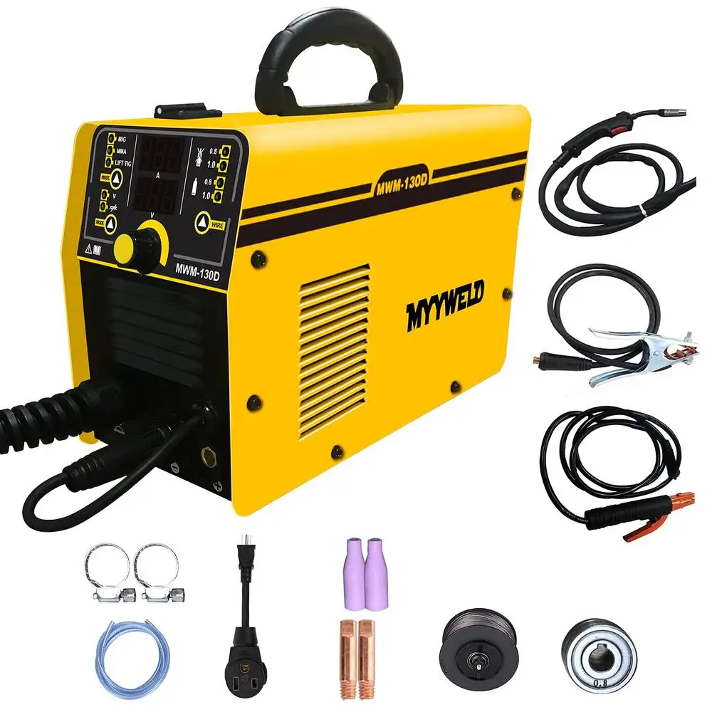 130D Dual Voltage Gas/Gasless MIG/Stick ARC/Lift TIG Welder 4 in 1 IGBT Inverter Kit with Wire Feed Portable and Powerful