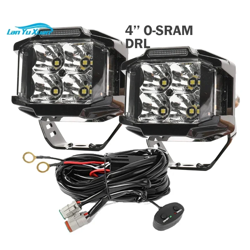 12V 24V 3 Inch Pods Spot Beam Off Road Led Lights With Automotive Wire Harness for Jeep Off Road 4x4