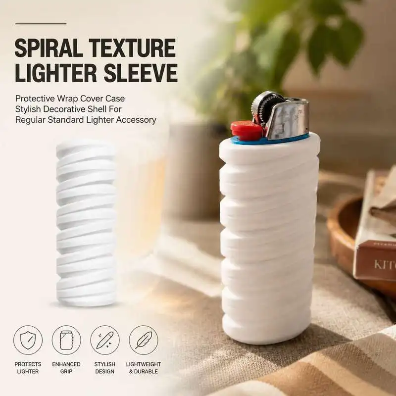 Spiral Texture Lighter Sleeve Protective Wrap Cover Case Stylish Decorative Shell For Regular Standard Lighter Accessory