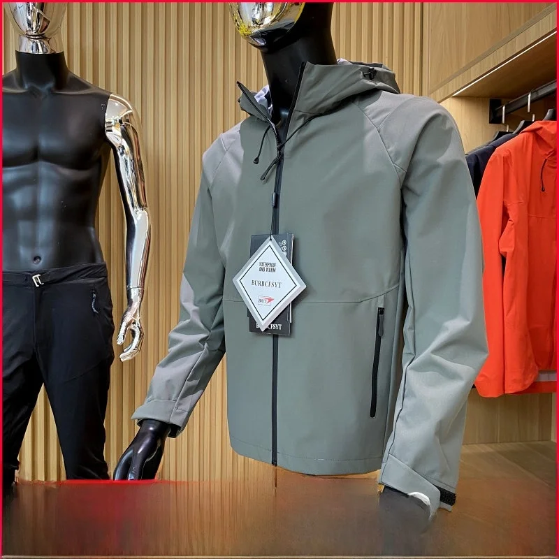 

Высокопроизводительное мужское тонкое ветрозащитное водонепроницаемое походное пальто с капюшоном для альпинизма на открытом воздухе, весна-осень