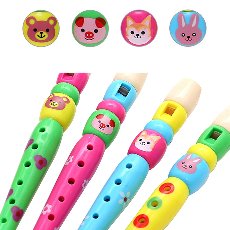 1Pcs Cartoon Short Flute Sound Kid Woodwind Musical Instrument Type 6-Holes Recorder Wooden Flute Musical Instruments Kids Toys