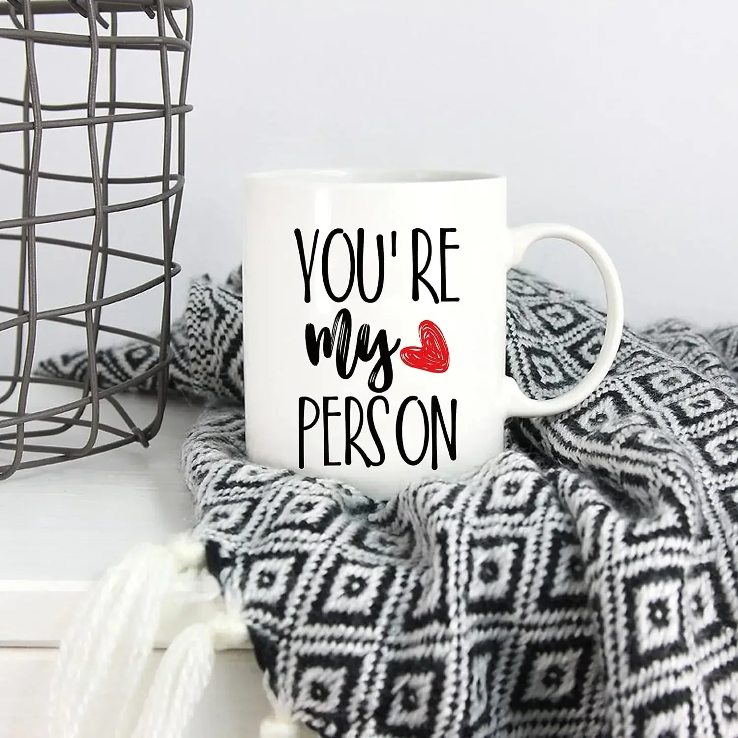 You're My Person Coffee Mug, Best Cup for Boyfriend, Her, Him - 11 Oz Funny Inspirational Red Heart Gift for Wife Husband Women