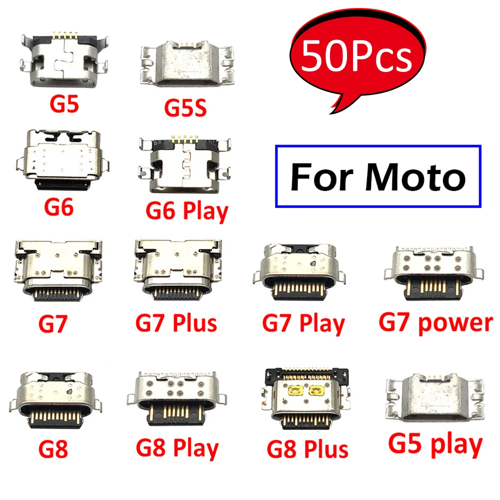 50Pcs, Micro USB Charge Socket Plug Jack Charging Port Connector For Moto G9 G4 G5 G5S G5S G6 G7 Play Power One Zoom Z3 Z2 Play