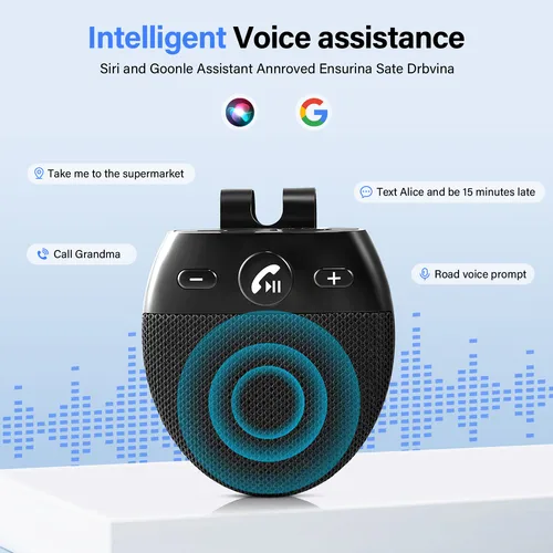 Imagen 2 del producto Altavoces inalámbricos BT 5,0 para vehículo, Kit de manos libres para coche, Bluetooth, manos libres, conexión de encendido automático, compatible con dos teléfonos móviles ﻿