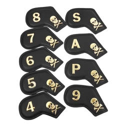 10pcs a Set Solid Leather Debossing  Number Paint Oil Edge Golf Headcover Wedges 4. 5.6.7.8.9.P.S.A Golf Club Head Iron Covers