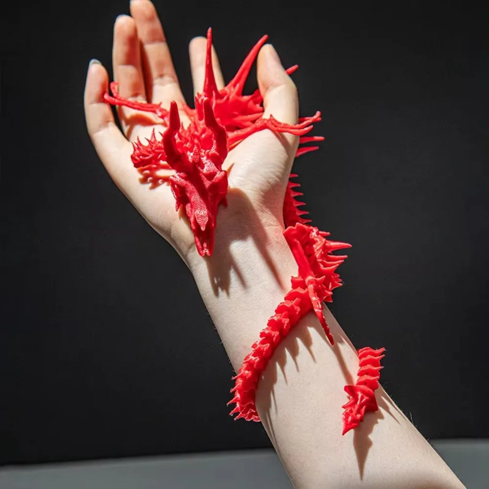 3D Printed Dragon Skeleton Model Full Body Movable Creative Gifts Ornaments Joint Skull Dragon Collectible Figurine Animal Model