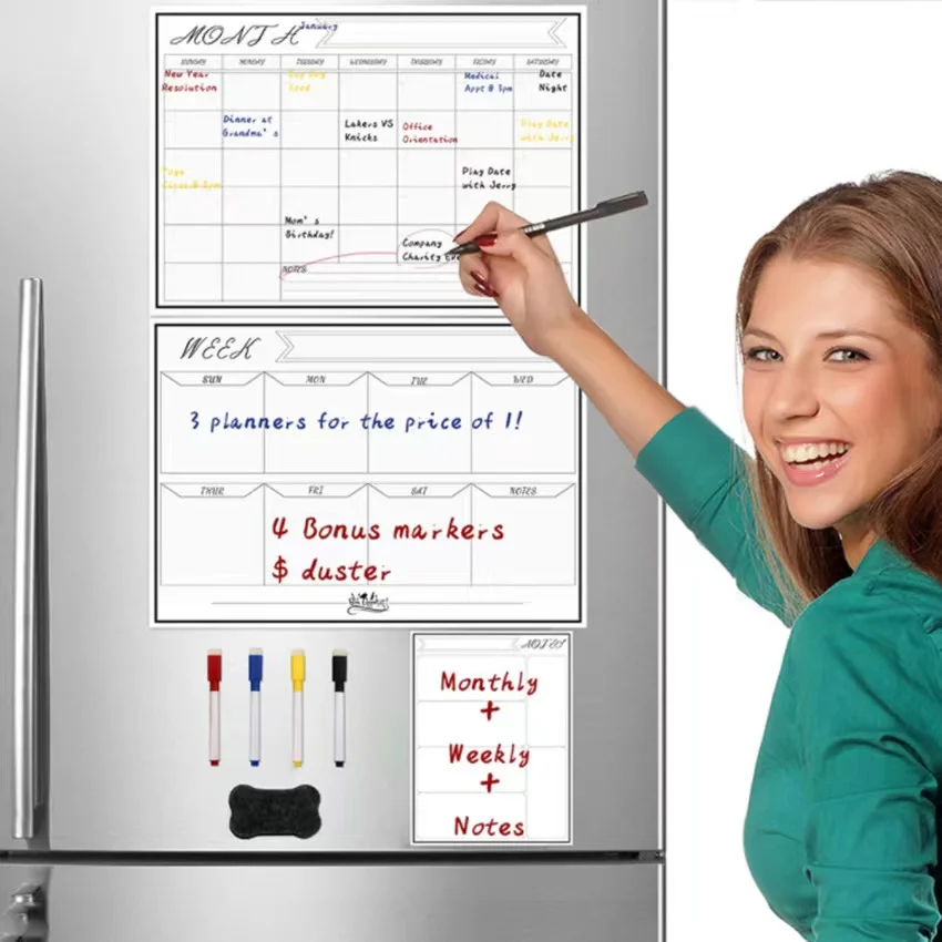 2023 Nieuwe Magnetische Maandelijkse Wekelijkse Planner Kalender Tafel Droge Wissen Whiteboard Schoolbord Koelkast Sticker Message Board Menu