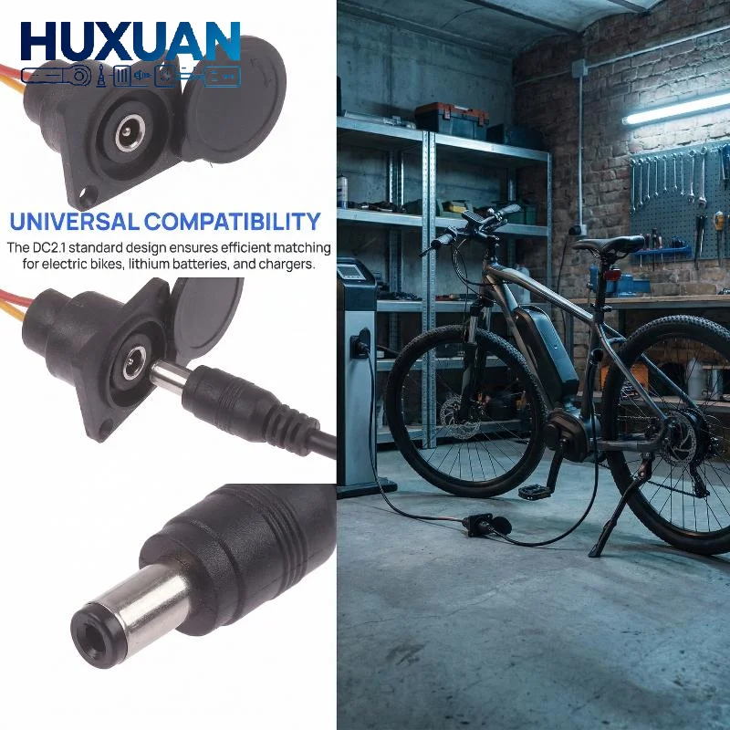 DC2.1 2.5 Electric Bike Charging Head for 36V 48V Li ion Battery Round Plug Secure Power Supply for Bicycle Storage Scene