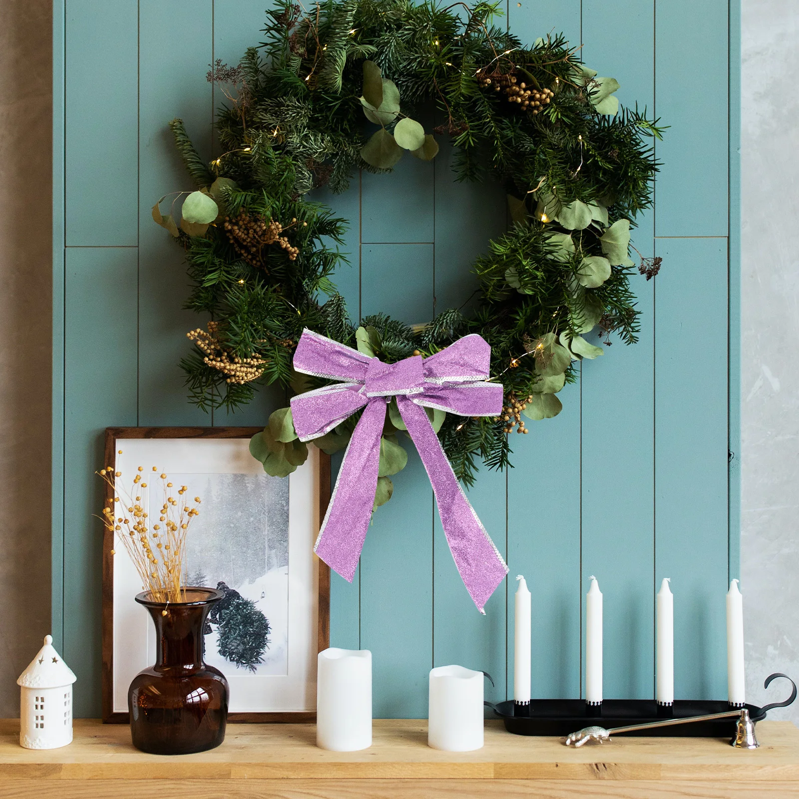 

Christmas Bowknot Ornament Purple Bows for Tree Decoration Wreath Holiday Party Festival Home Garden Christmas Tree Bowknot