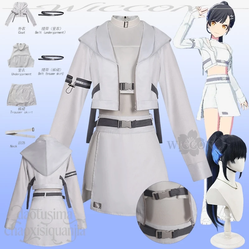 Shiraishi un proyecto Sekai acelerar traje de Cosplay Y2K Punk Idol abrigo blanco Mini vestido pelucas disfraz de Navidad