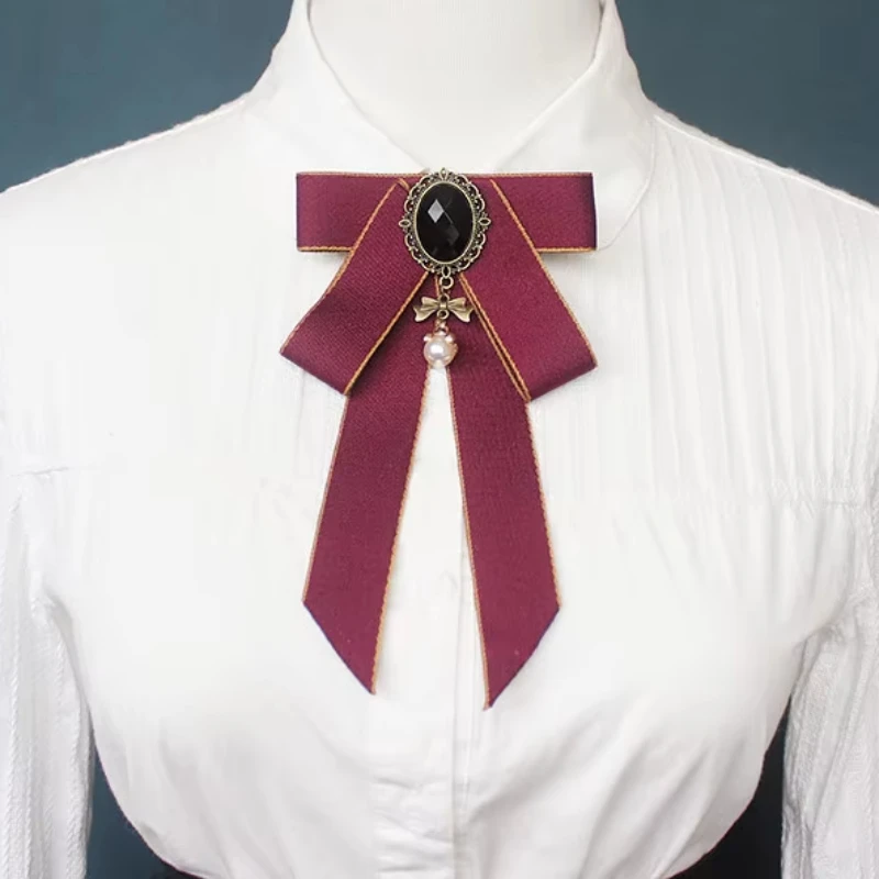 BowTie Women's Girl Bank White Shirt Accessories British Korean College Style Fashion Jewelry Gift Handmade Ribbon Collar Flower