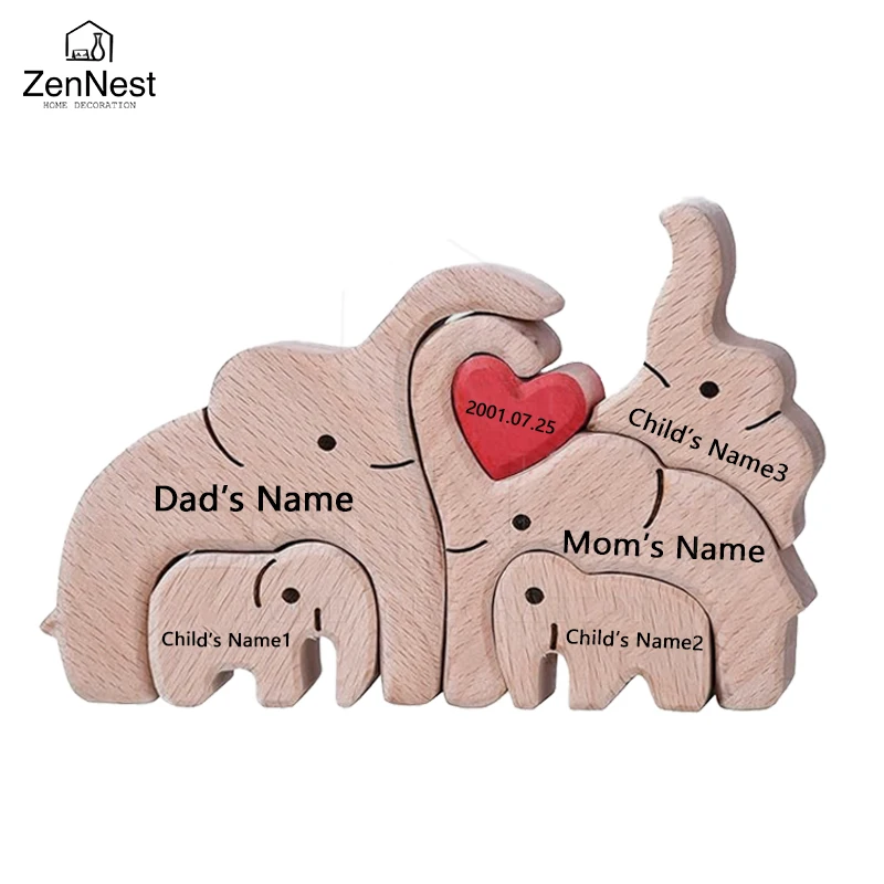 Elefant Home Custom Name Puzzle Ornament DIY Holz Elefant Puzzle Home Decor Kostenloses individuelles Geburtstagsgeschenk Thanksgiving-Geschenk – Detail 11