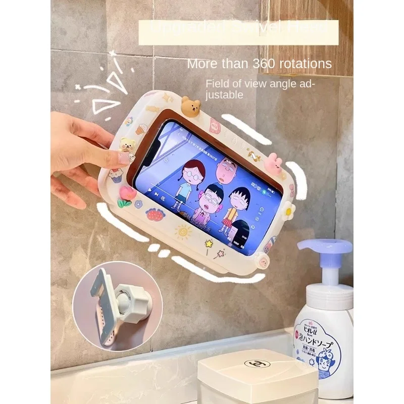 Waterproof mobile phone case, mobile phone holder, toilet, bathroom, lazy, no punching, wall-mounted