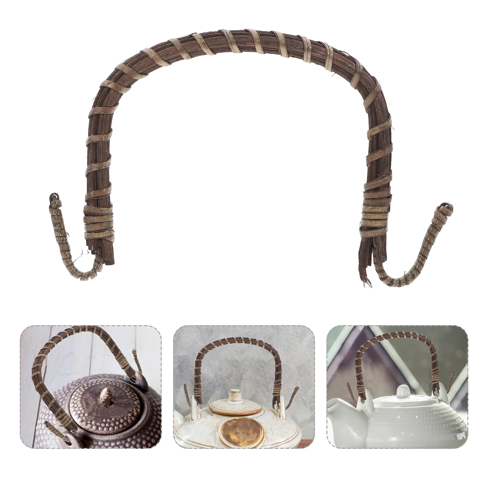 

Teapot Handle Decorative Kettle to Weave Pots Removable Replacement Ceramic Grip Iron Pottery Rattan