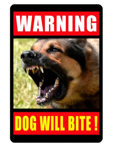 WARNING DOG  Sign Keep Criminals Away DURABLE ALUMINUM SIGNS DOG BITE Design 182