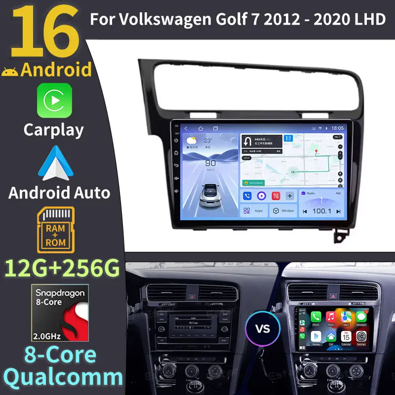 

Android 16 Carplay Auto For Volkswagen Golf 7 2012-2020 Qualcomm Car Radio Multimedia Video Player Navigation GPS No 2Din 2 Din
