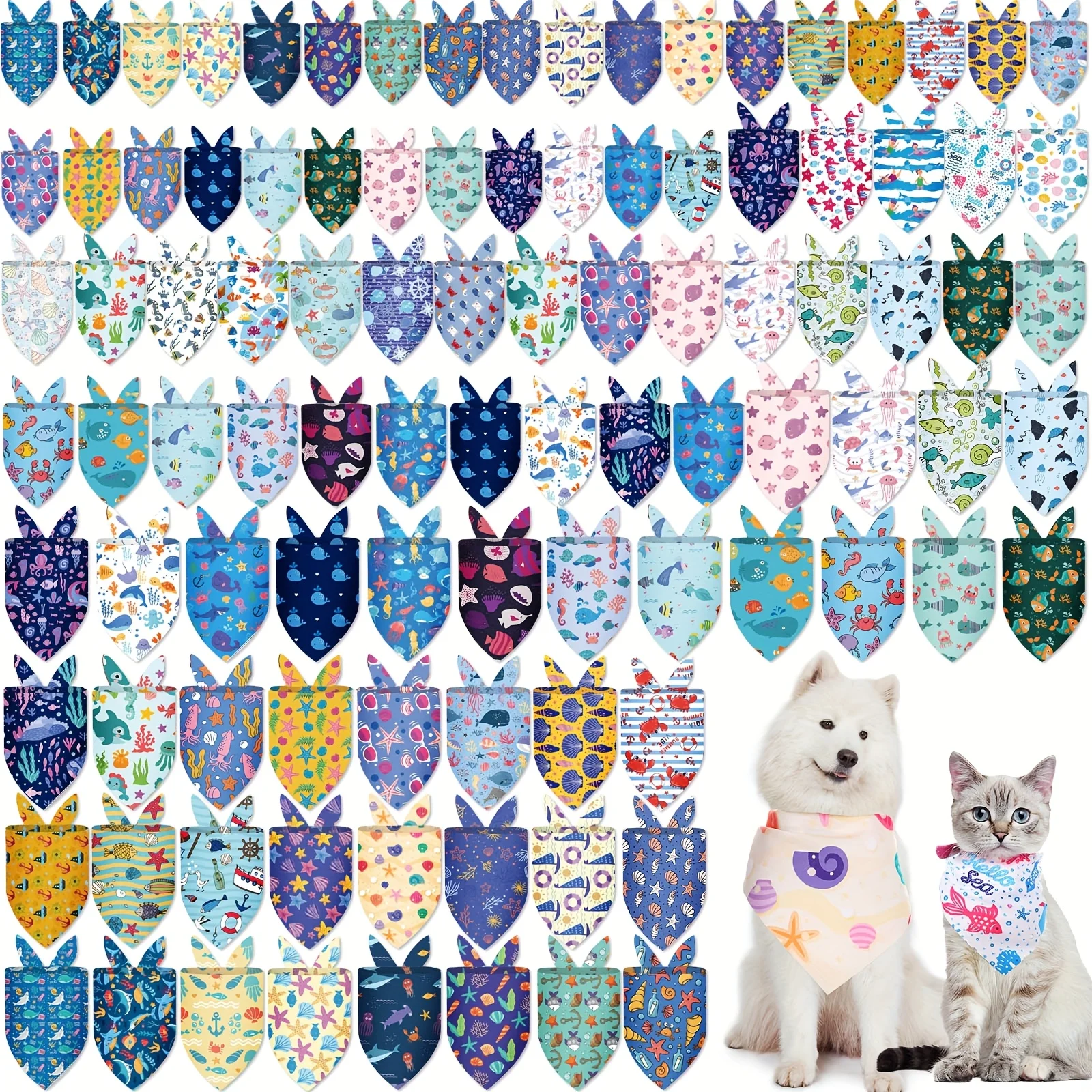 

100pcs Dog Bandanas Bulk Hawaiian Dog Bandanas Summer 3 Sizes Washable Adjustable Scarf For Beach Small Medium Large Pet Supplies
