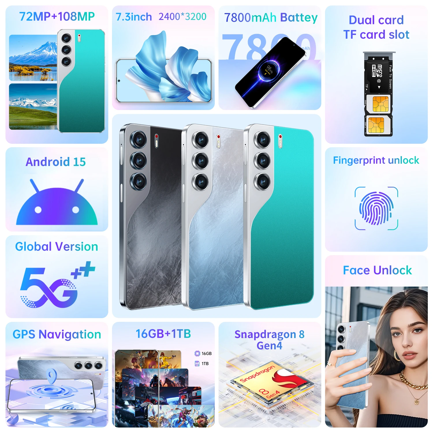 تابلت Camon 40 Pro 2025 الأصلي 7.3 بوصة HD 4K أندرويد 15 16 جيجابايت + 1 تيرا بايت بطارية 7800 مللي أمبير في الساعة 4G 5G بطاقة Sim المزدوجة واي فاي GPS جوجل #4