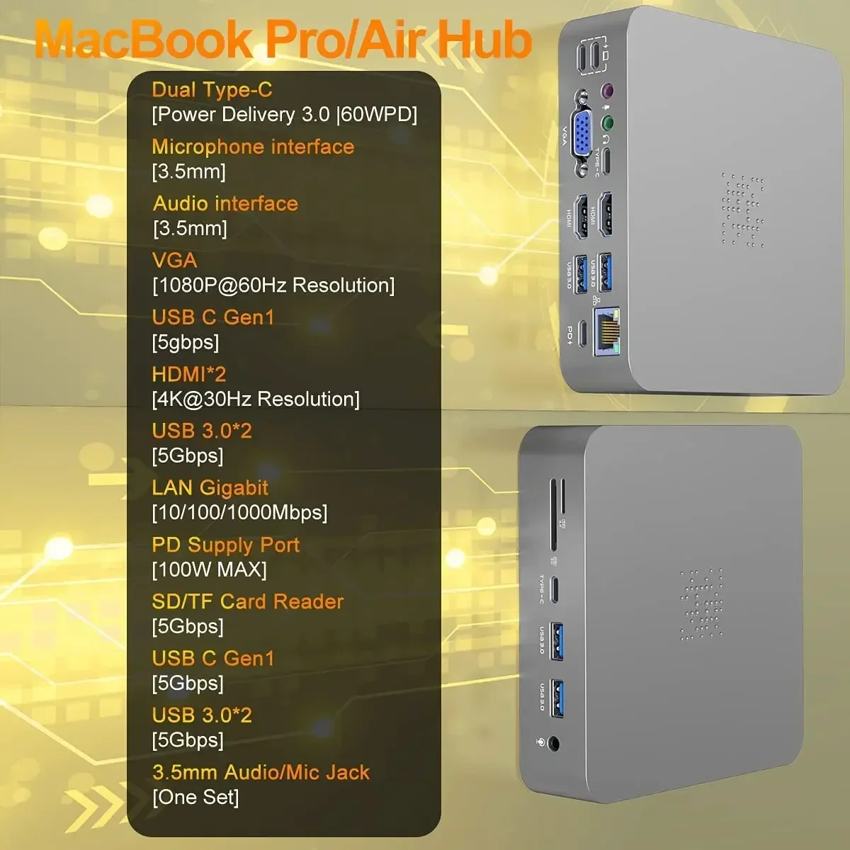 2025 Rocketek For Mac USB C adapter type c to 4k 60HZ HDTV PD charging usb hub