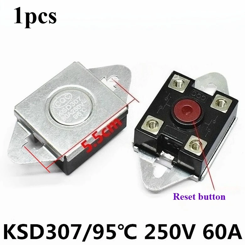 Suitable for electric water heater thermostat KSD306 307, overheating protection, 40A/60A/250V95 degree temperature limit switch