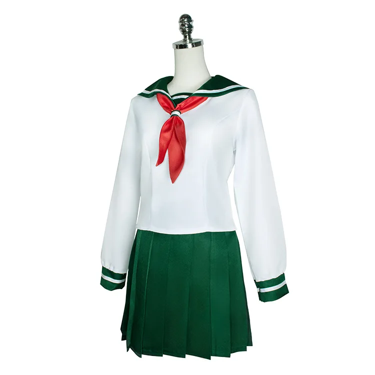 Anime Inuyasha Kagome Higurashi Cosplay Costume Sailor School Uniform Green Skirt Outfit For Women Halloween Party - view 3